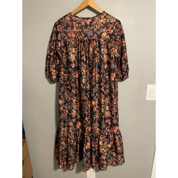 Vintage Bob Simmons Womens Muumuu Dress One Size Floral Tiered Peasant Boho 70s - Picture 3 of 6